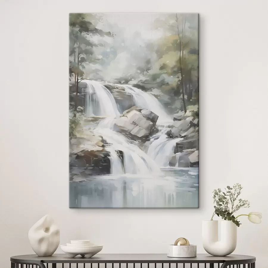 Tableau Cascade dans la forêt : reproduction d'un tableau s48415