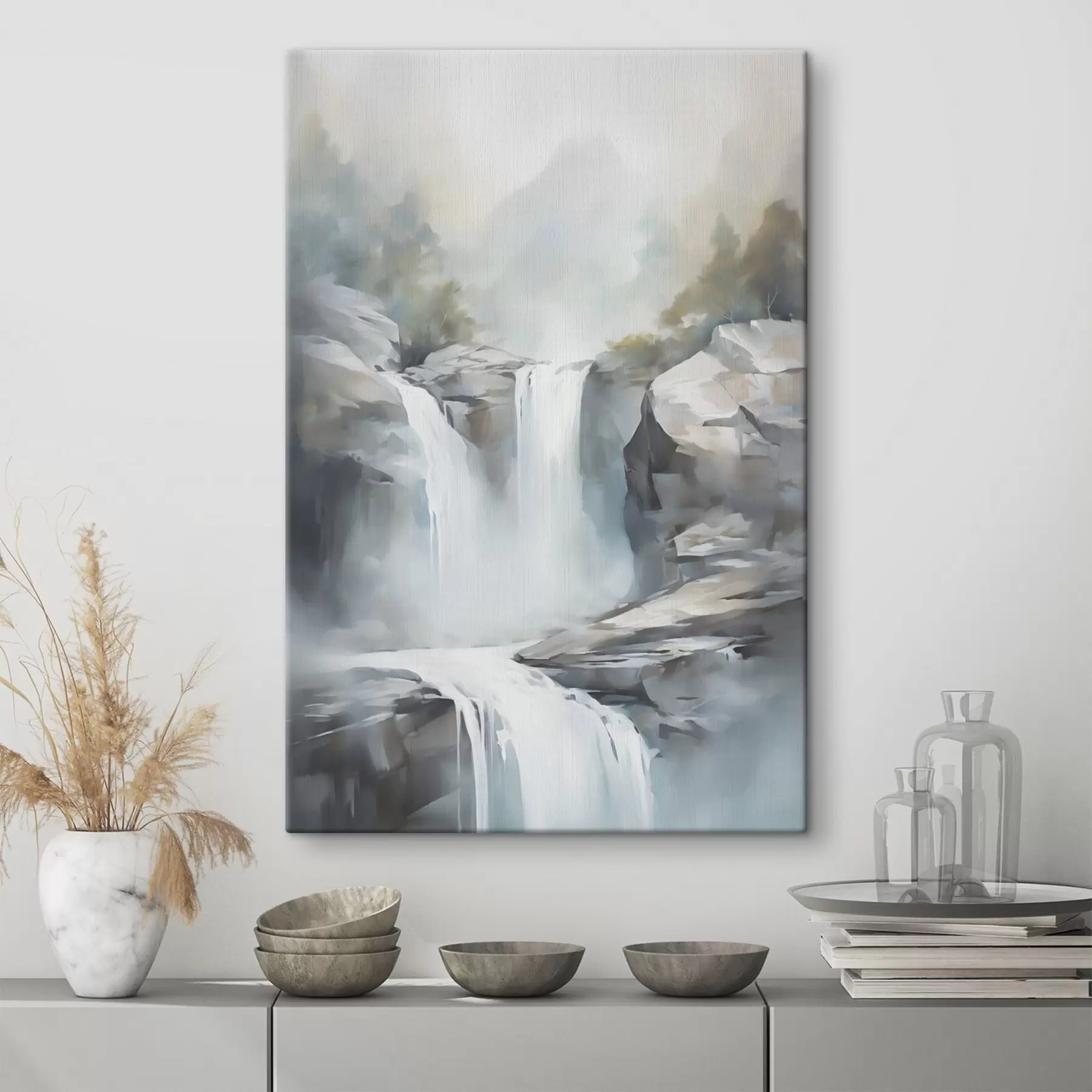 Papier peint Imitation d'une cascade dans une peinture s48416