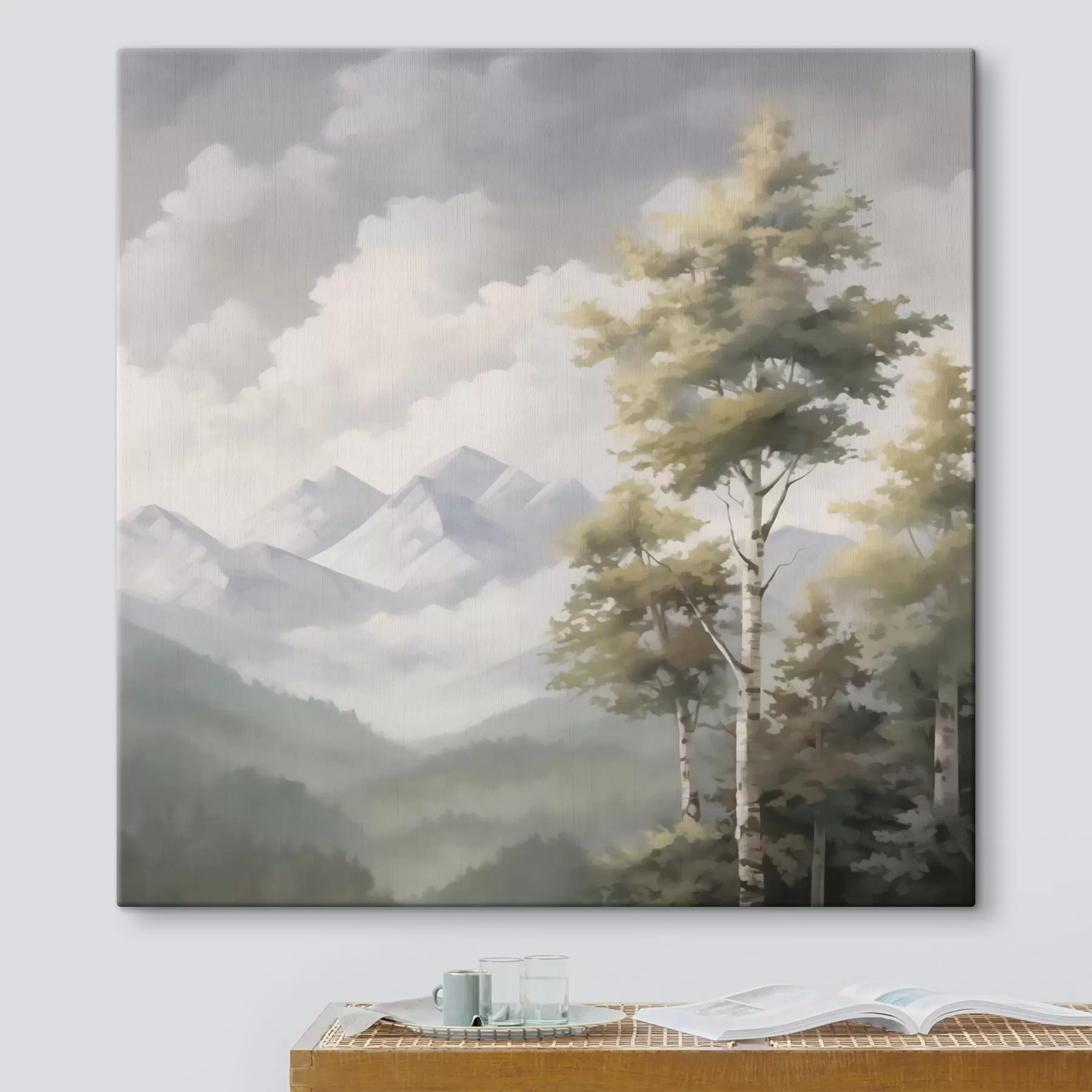 Tableau Paysage de montagne imitation peinture s48422