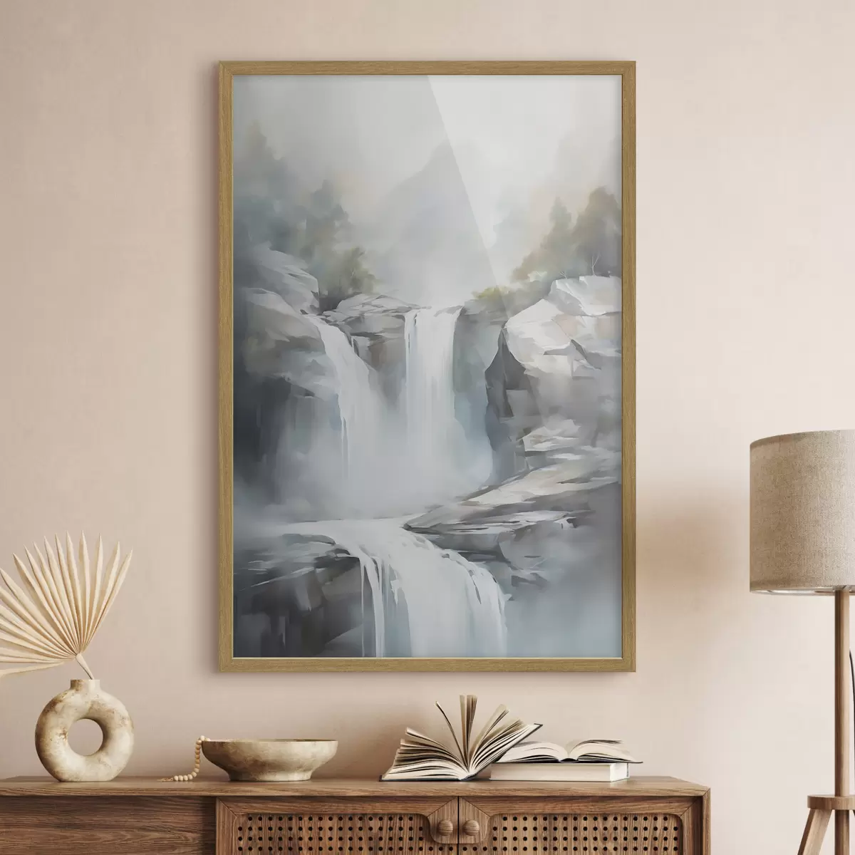 Poster Imitation d'une cascade dans une peinture f48416
