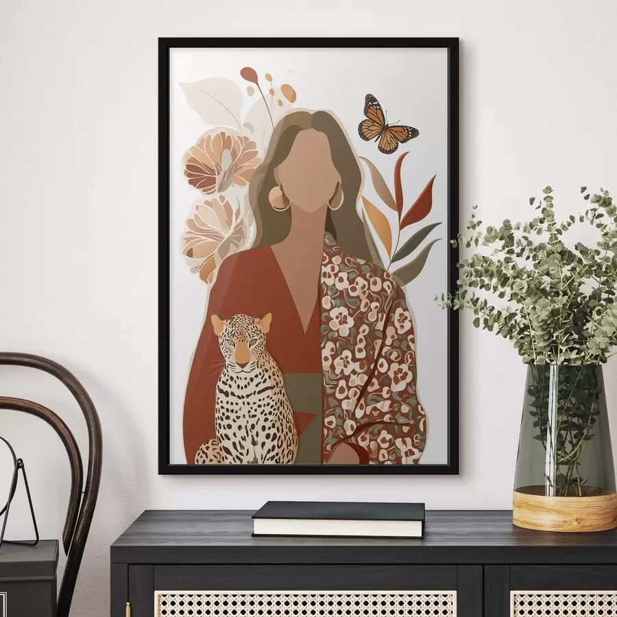 Papier peint Femme sur fond floral f48435