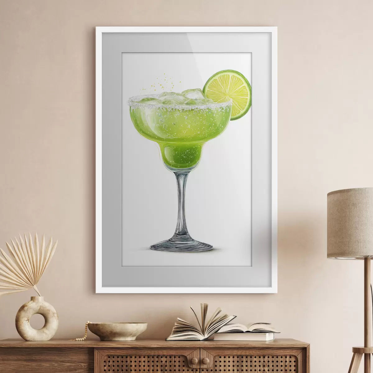 Poster Verre à cocktail avec une rondelle de citron vert f48445