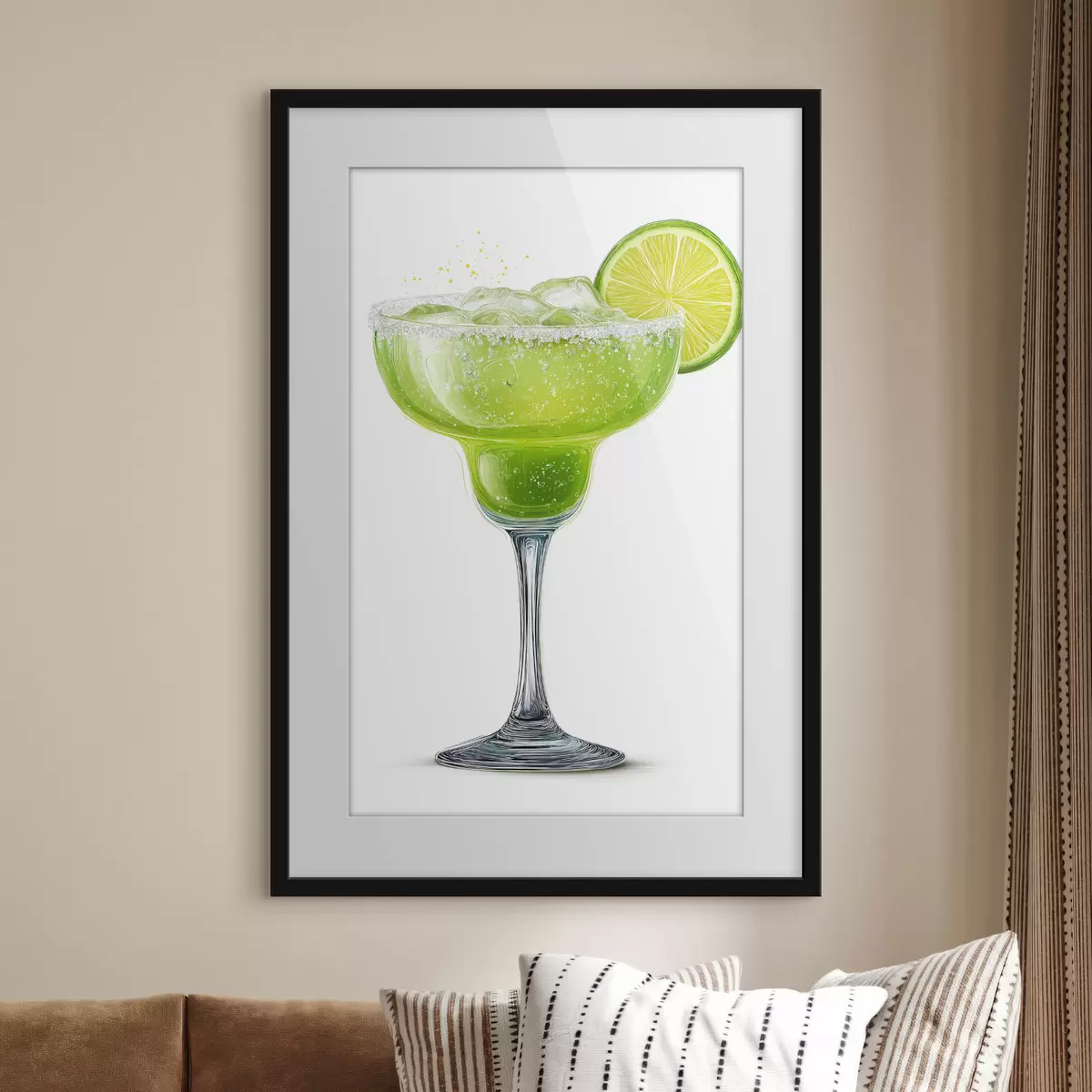 Poster Verre à cocktail avec une rondelle de citron vert f48445