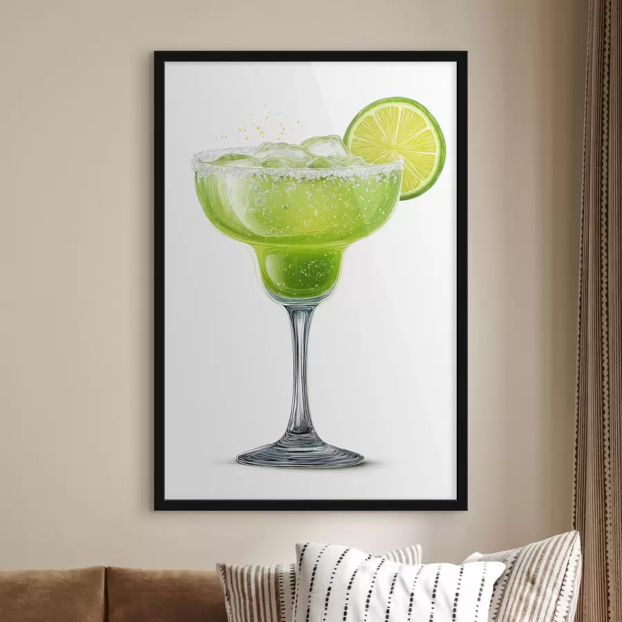Papier peint Verre à cocktail avec une rondelle de citron vert f48445