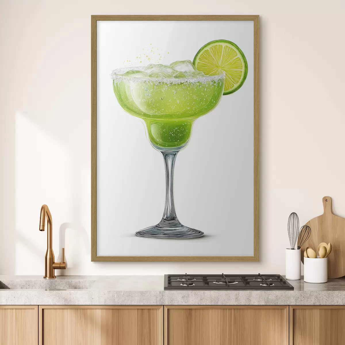 Poster Verre à cocktail avec une rondelle de citron vert f48445