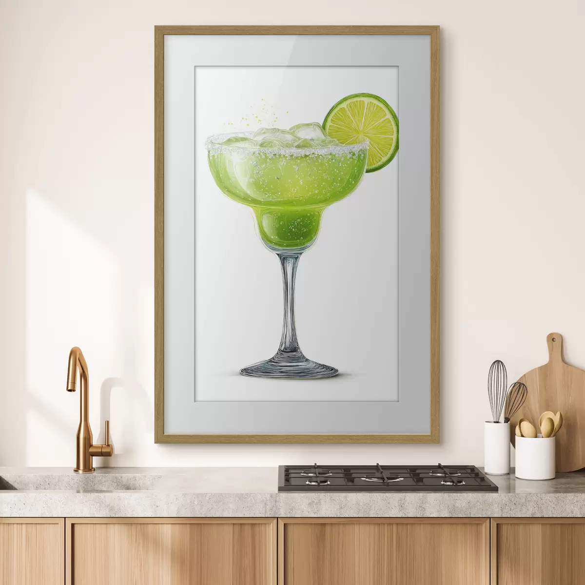 Poster Verre à cocktail avec une rondelle de citron vert f48445