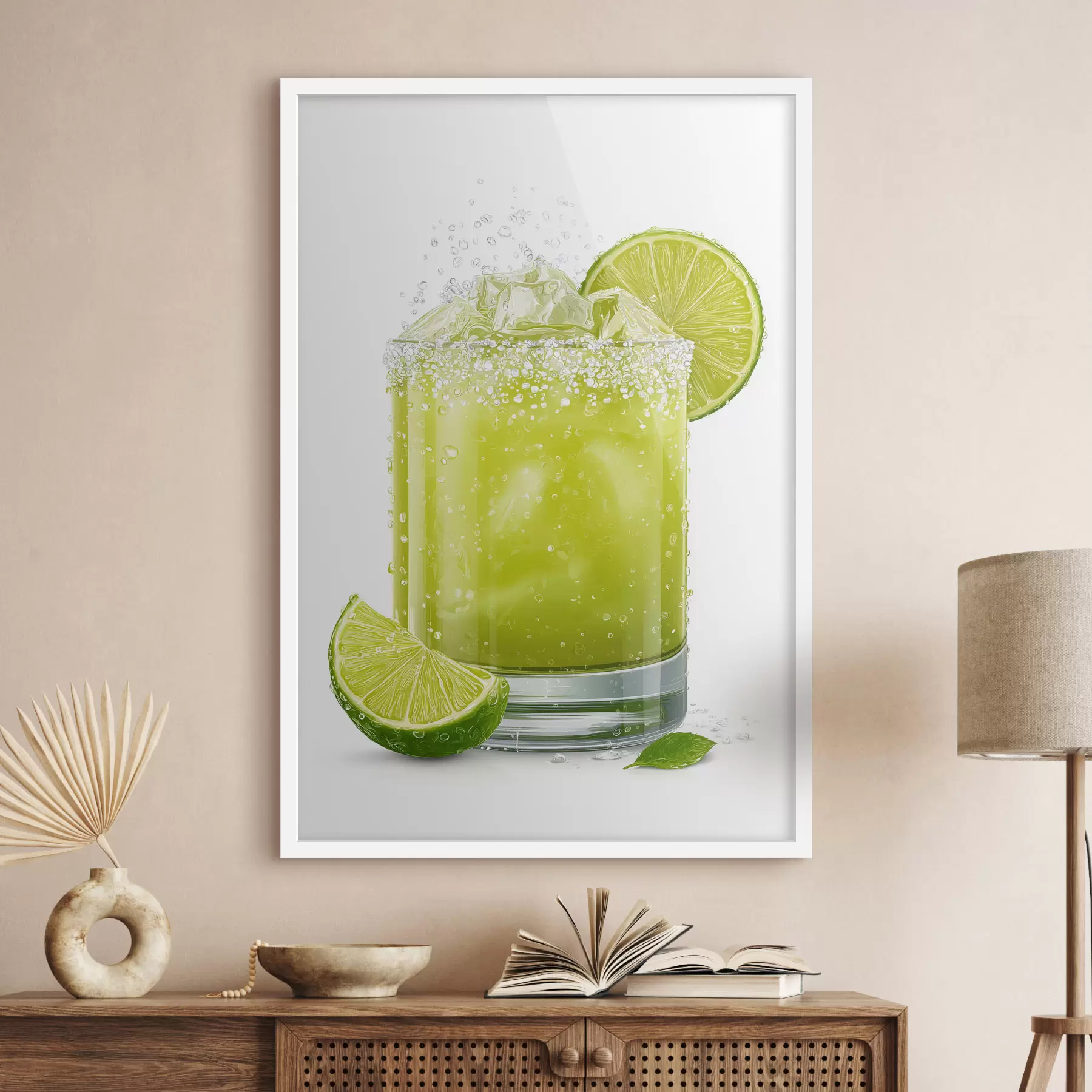 Papier peint Boisson au citron vert dans un verre f48446