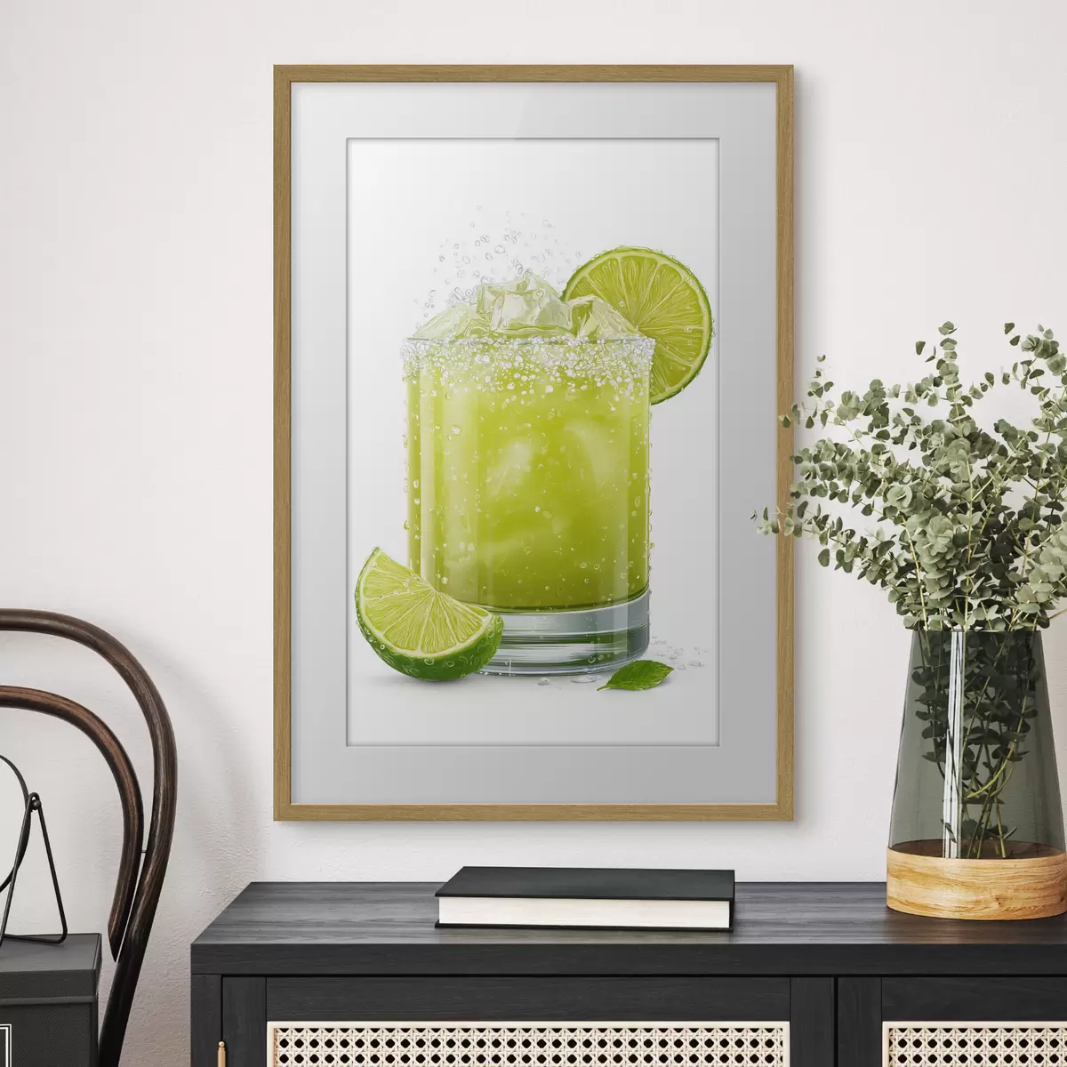 Poster Boisson au citron vert dans un verre f48446