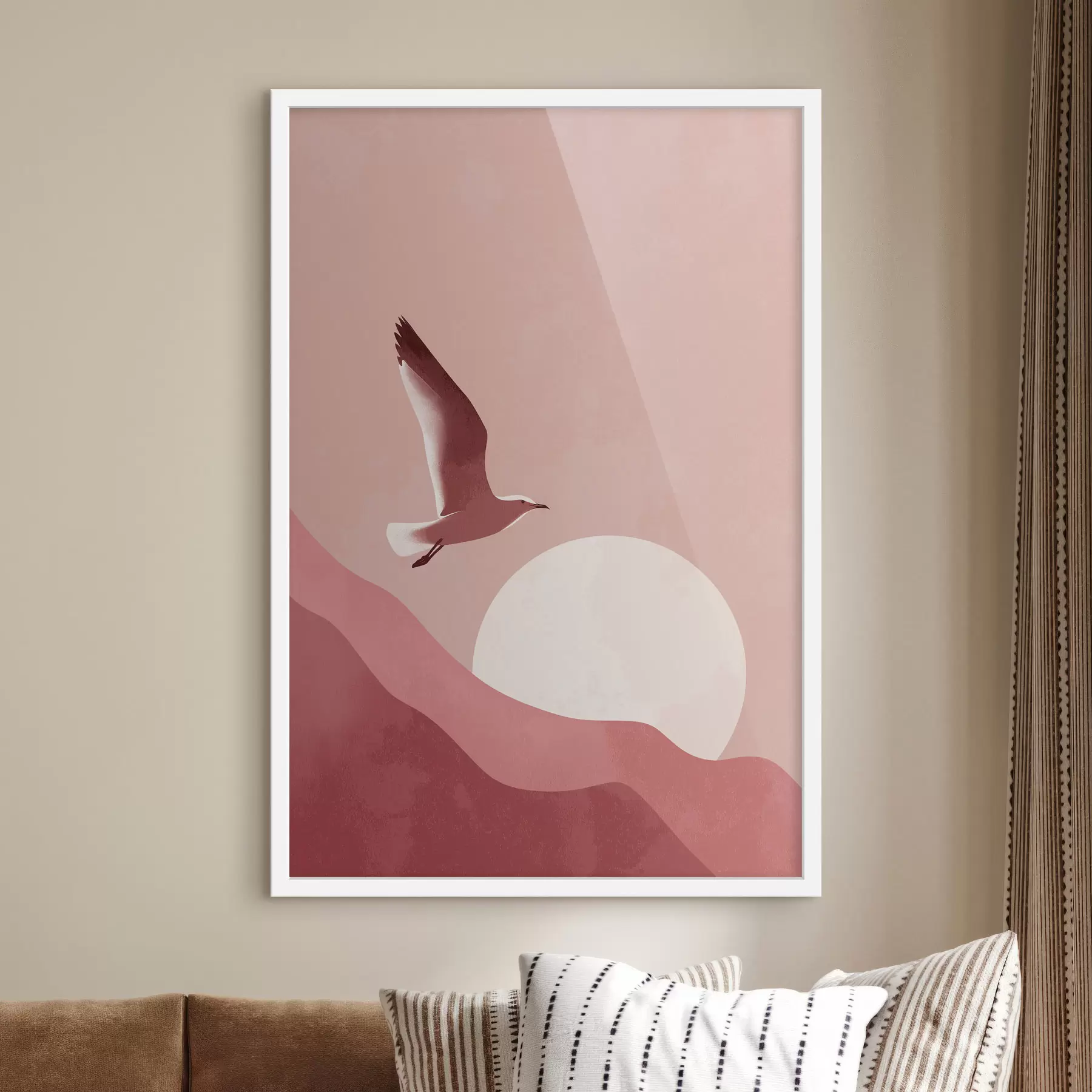 Papier peint Un oiseau dans le ciel au coucher du soleil f48453