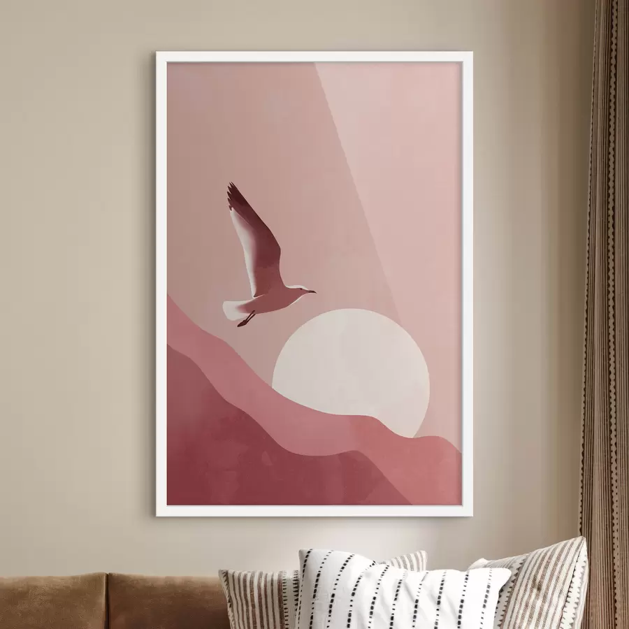 Papier peint Un oiseau dans le ciel au coucher du soleil f48453