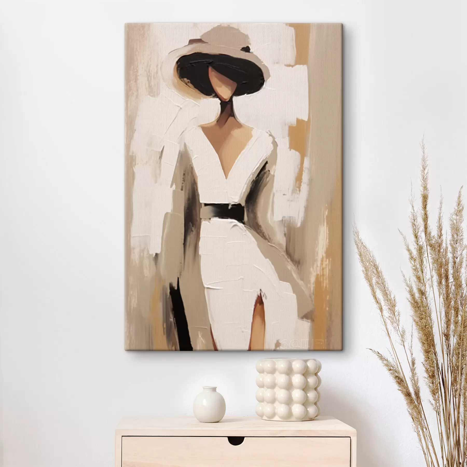 Tableau Une femme au chapeau s48426