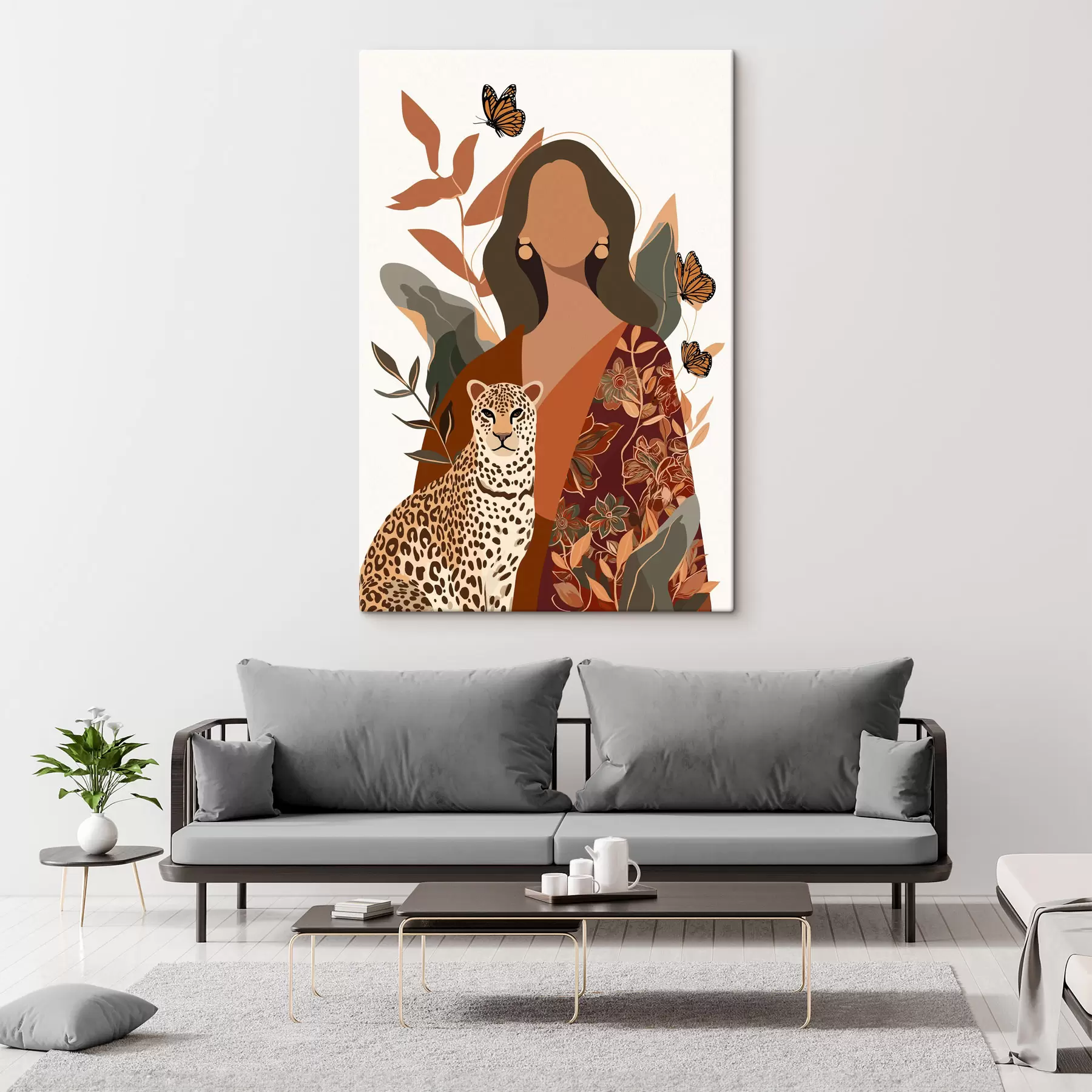 Tableau Femme en tenue à motifs s48434