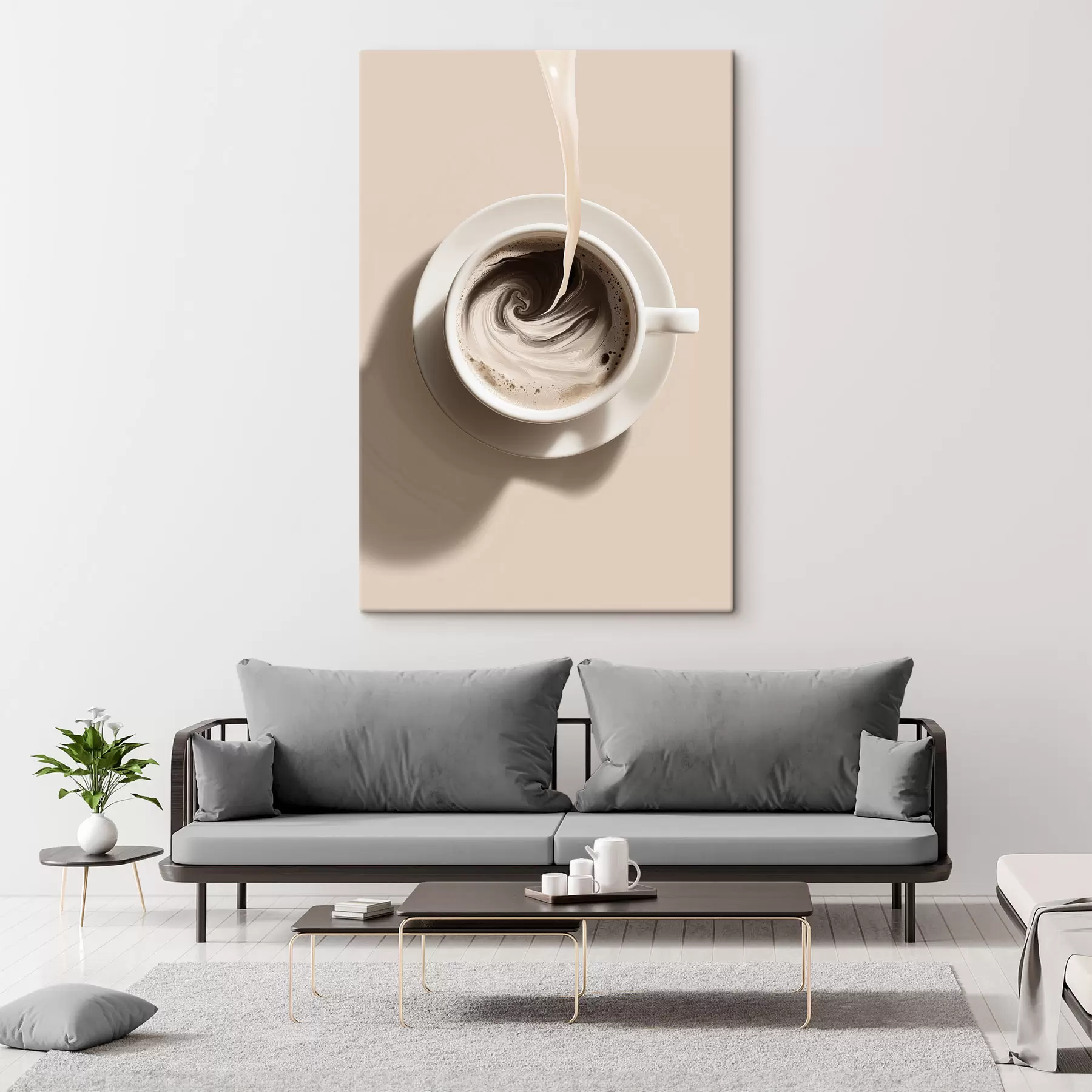 Tableau Vue de dessus d'une tasse à café s48438