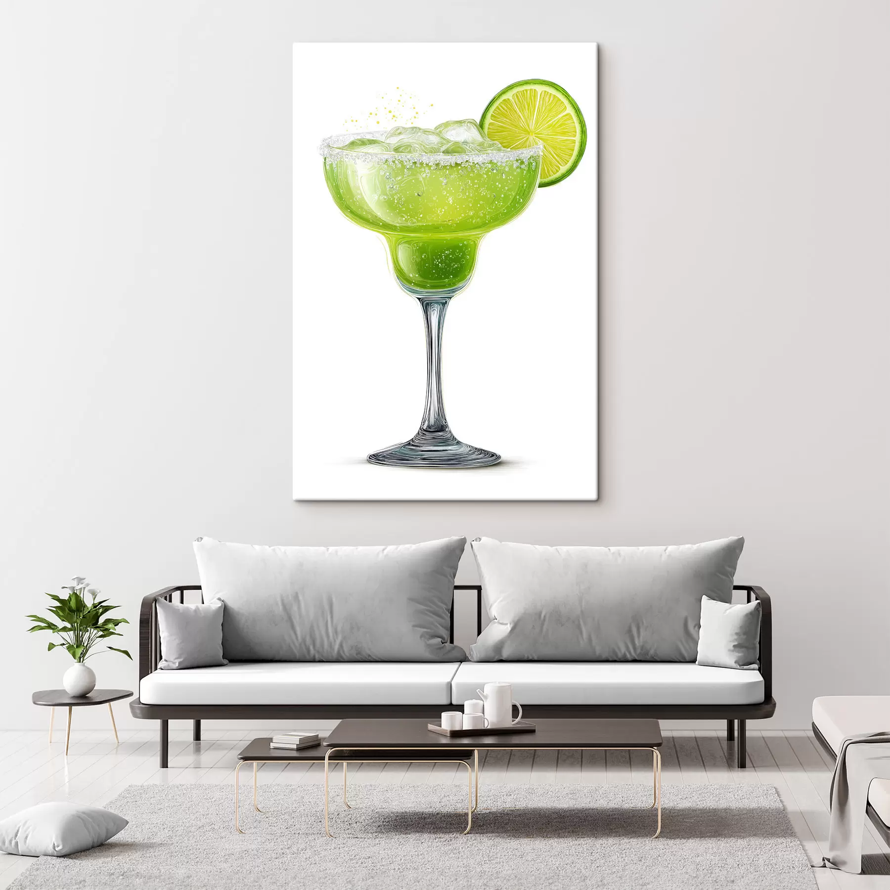 Tableau Verre à cocktail avec une rondelle de citron vert s48445