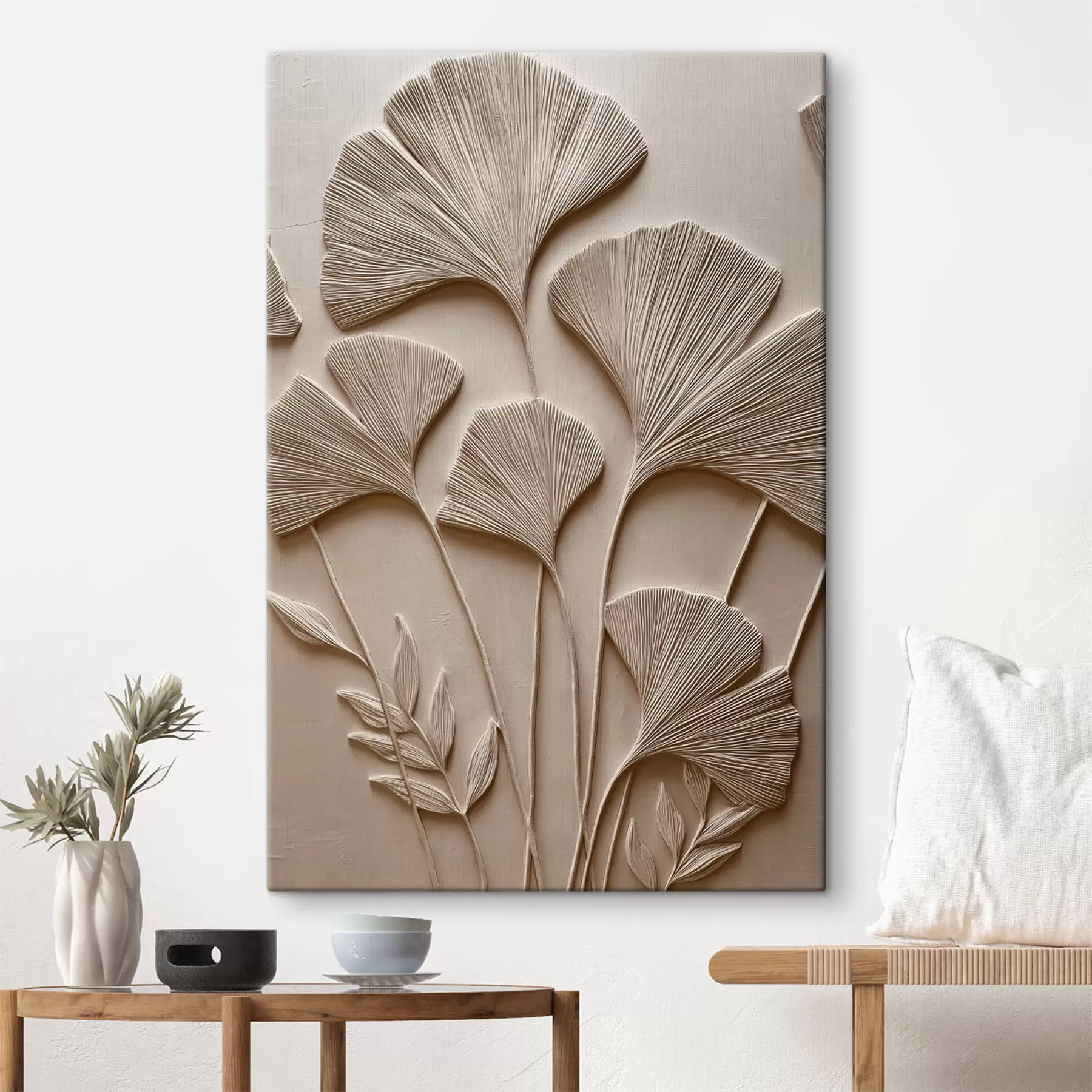 Papier peint Relief décoratif en forme de feuille s48448