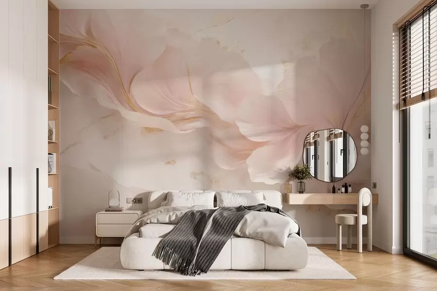Papier peint Des fleurs rose pâle sur un fond clair w05357