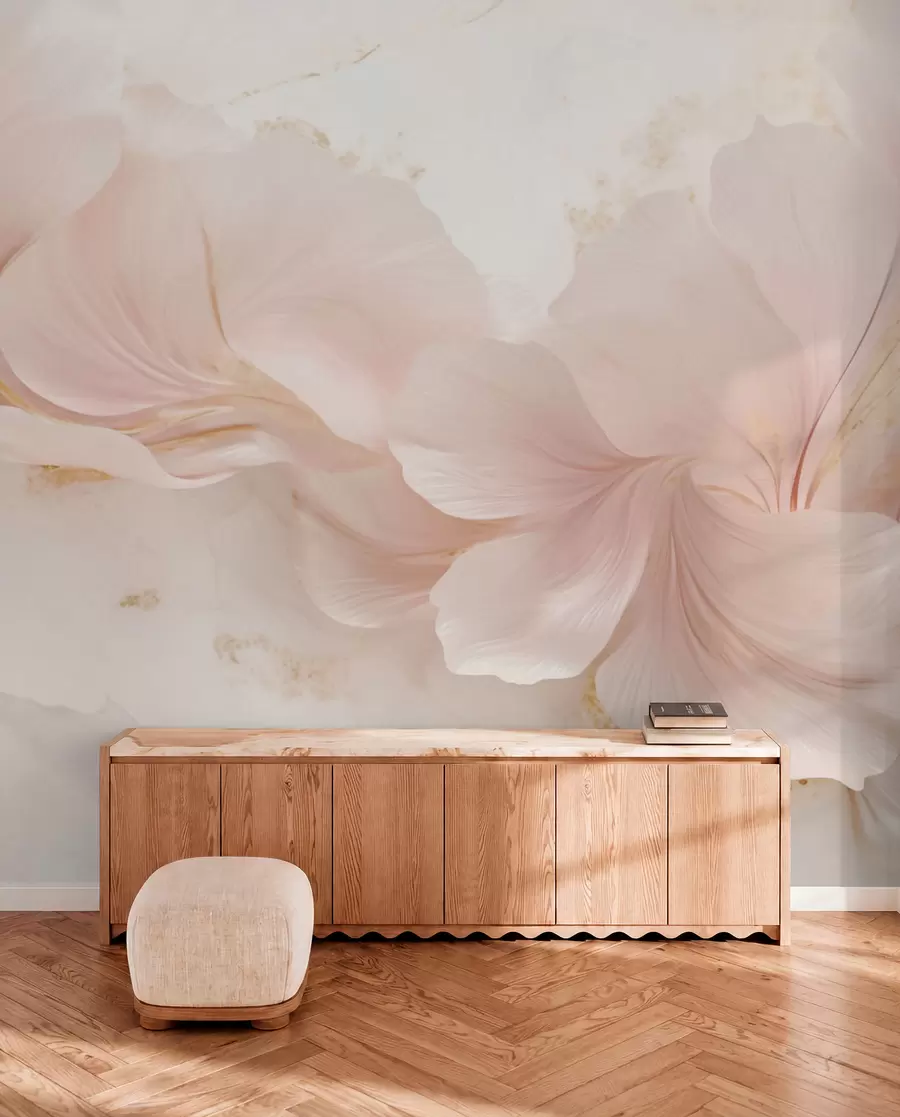 Papier peint Des fleurs rose pâle sur un fond clair w05357