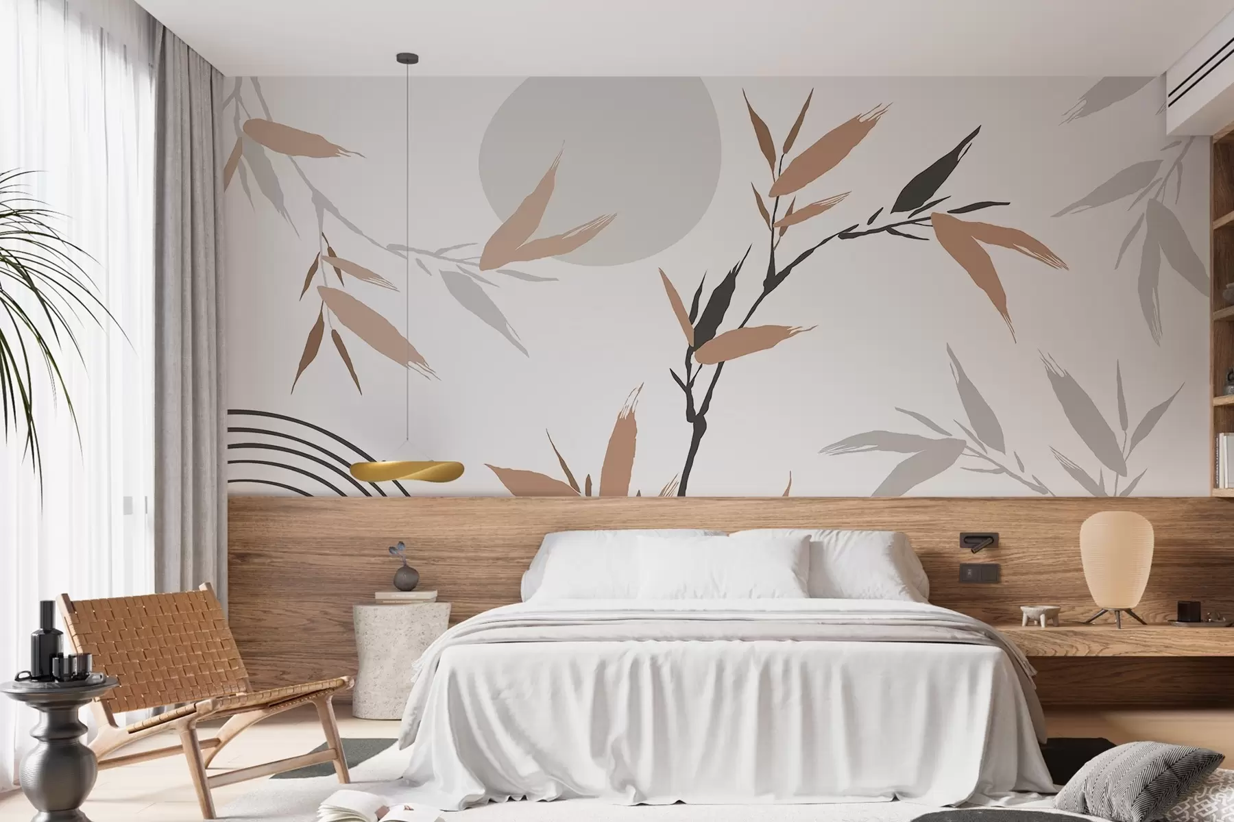 Papier peint Branche abstraite avec des feuilles w05398