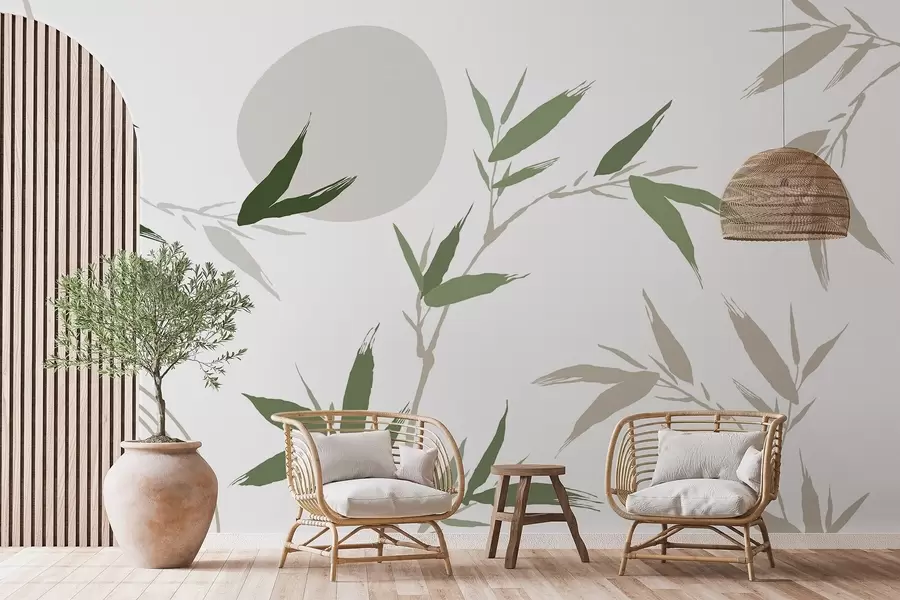 Papier peint Branche abstraite avec des feuilles w05398v1