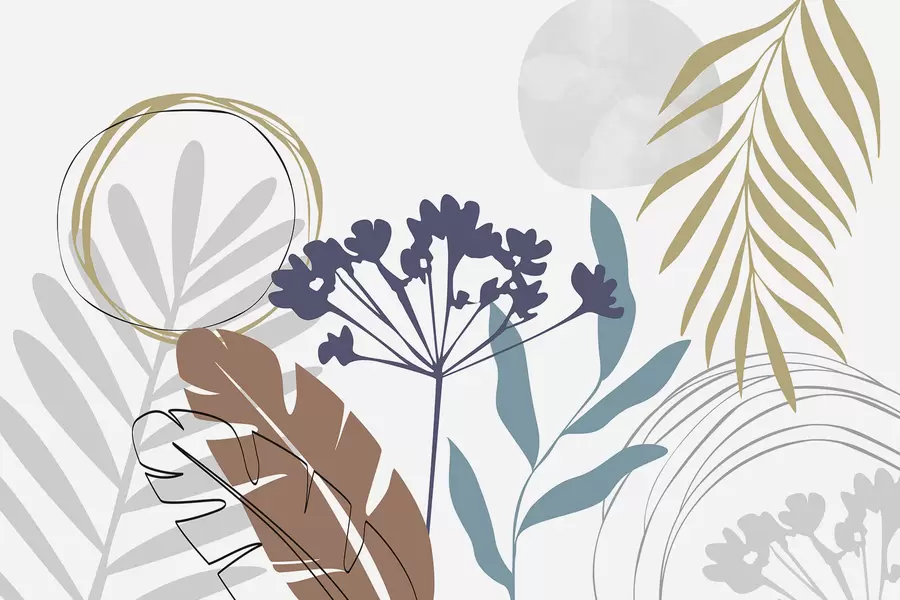 Papier peint Abstraction avec les plantes w05400