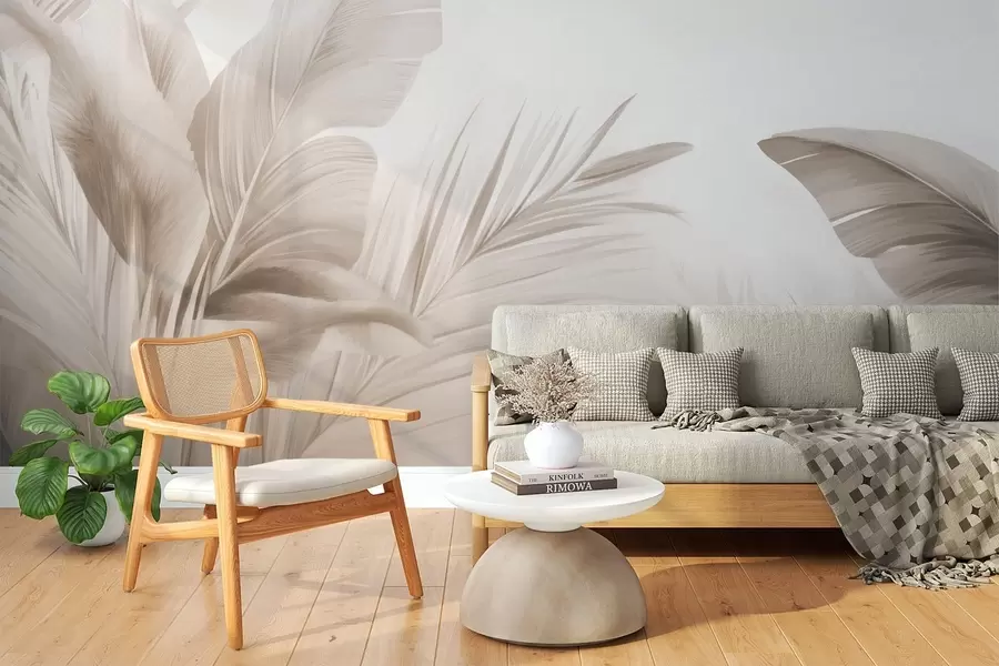 Papier peint Feuilles de bananier, longues feuilles w05377