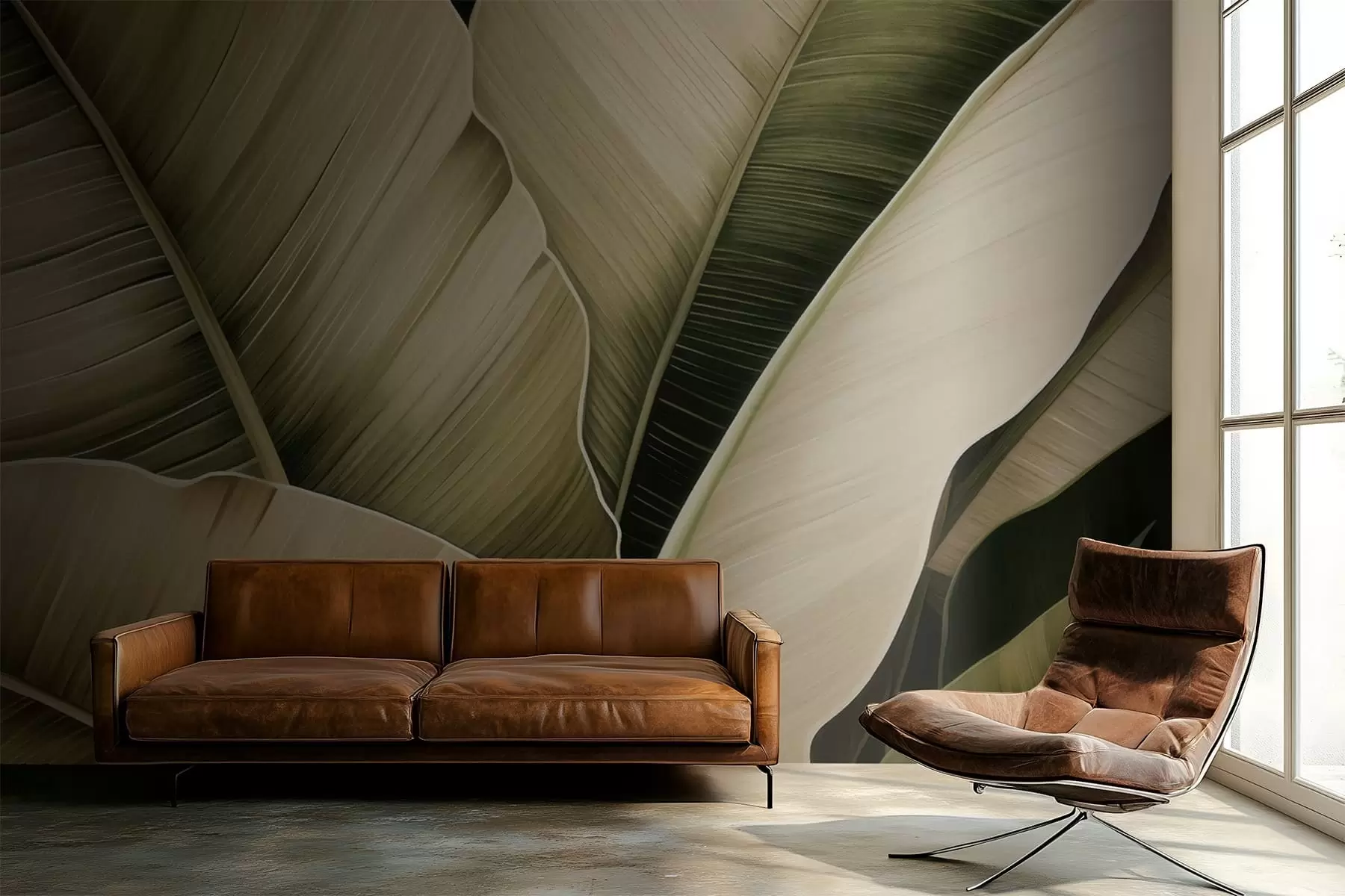 Papier peint Feuilles de bananier, longues feuilles w05403