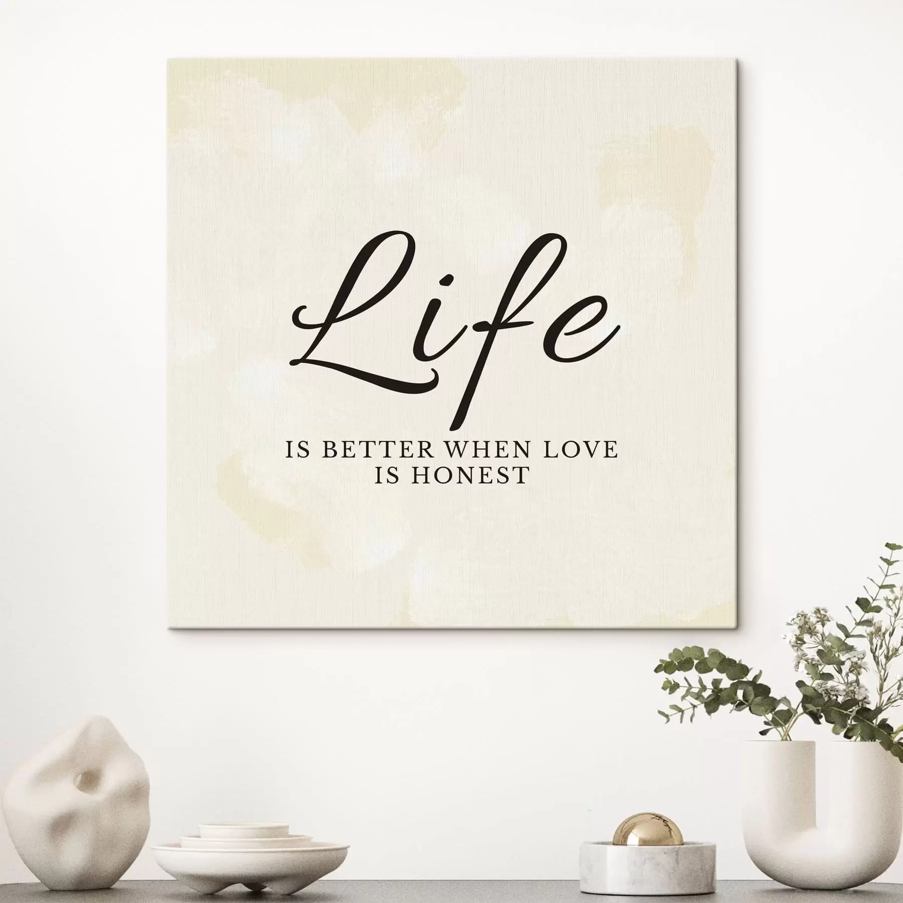 Tableau Texte « Life » sur fond légèrement texturé s48029