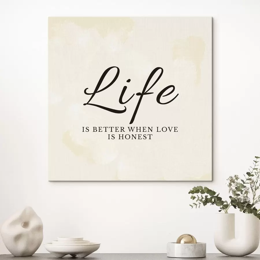 Tableau Texte « Life » sur fond légèrement texturé s48029