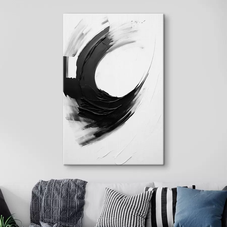 Tableau Coulées de pinceau noires abstraites sur fond clair s48340