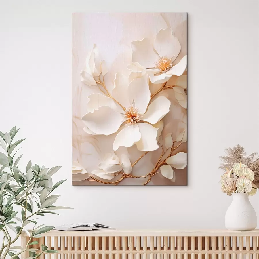 Tableau Des fleurs claires aux tiges fines sur un fond pastel s48348