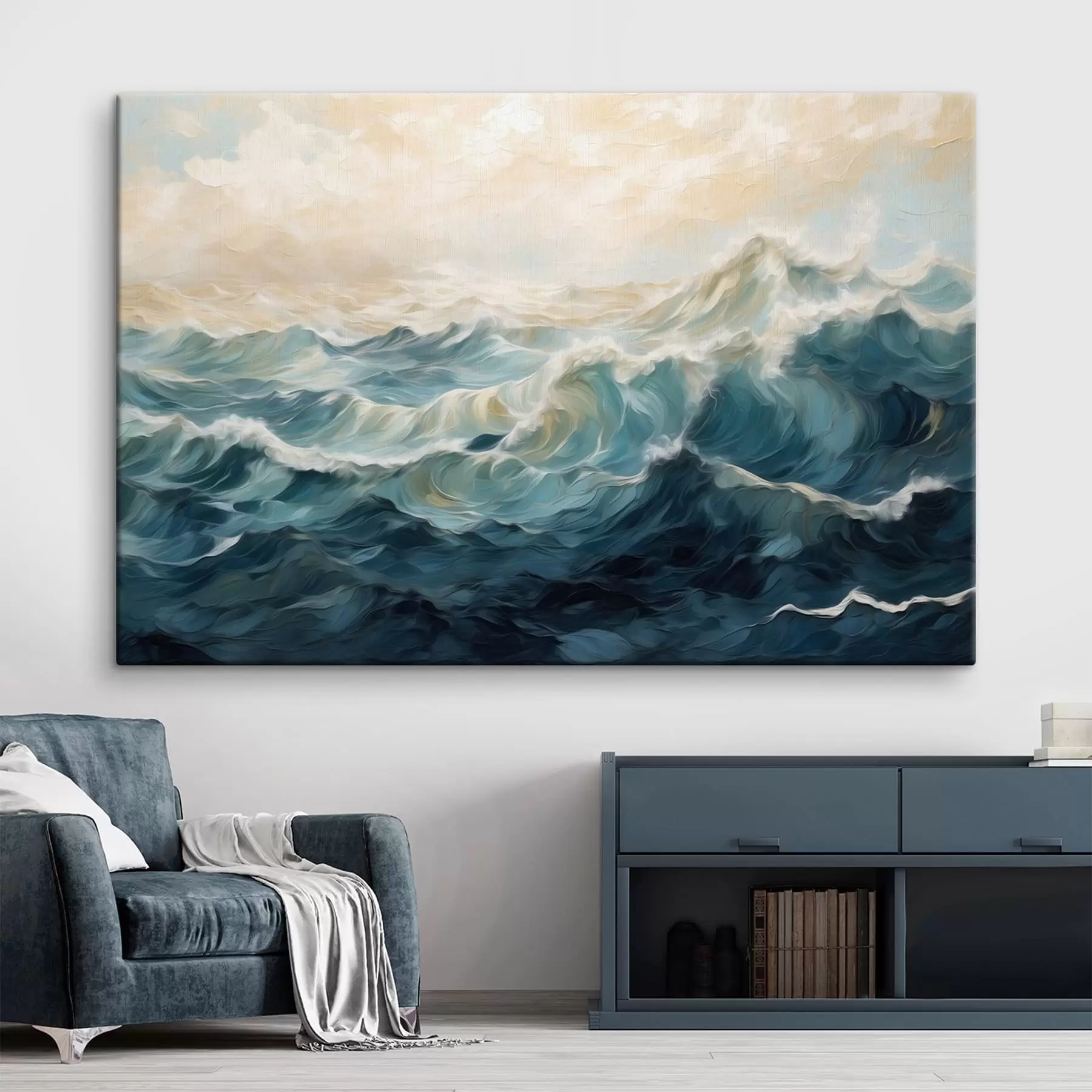 Tableau Des vagues océaniques dans un style pictural s48490