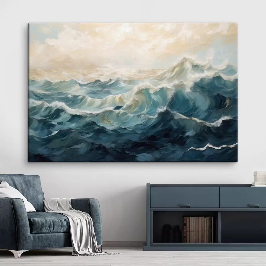 Tableau Des vagues océaniques dans un style pictural s48490