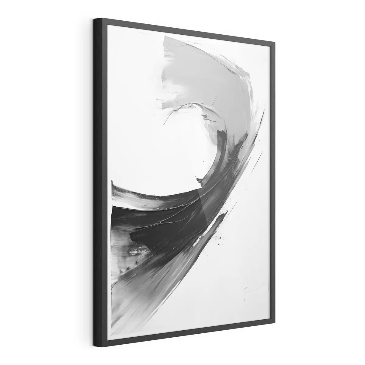 Poster Coulées de pinceau noires abstraites sur fond blanc f48326