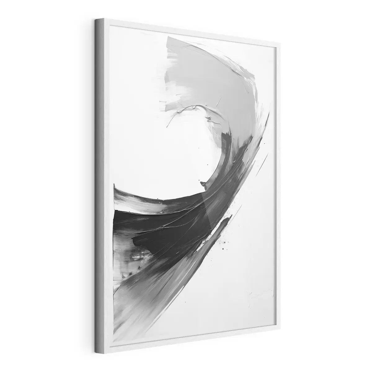 Poster Coulées de pinceau noires abstraites sur fond blanc f48326