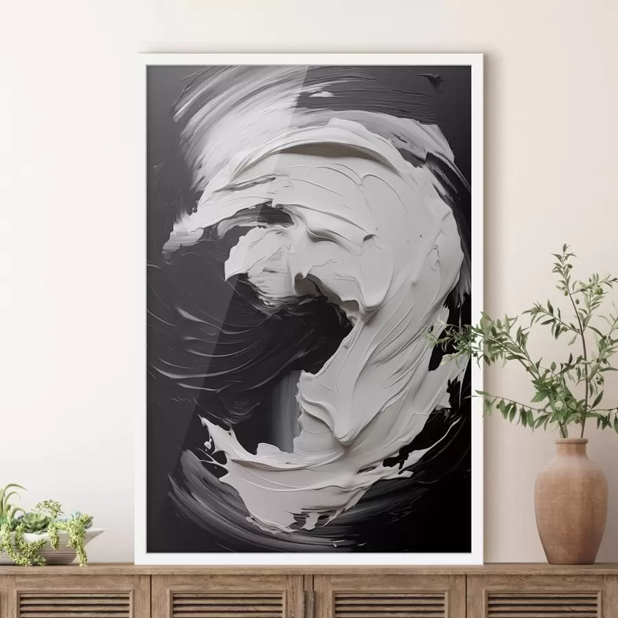 Papier peint Traits abstraits en noir et blanc texturés f48333