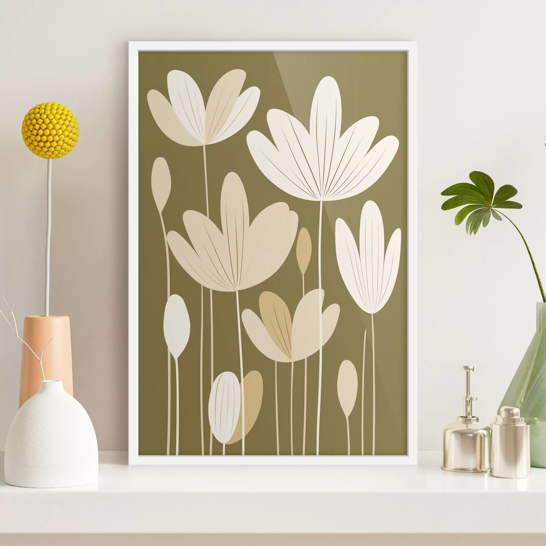 Papier peint Fleurs stylisées dans un style minimaliste f48349