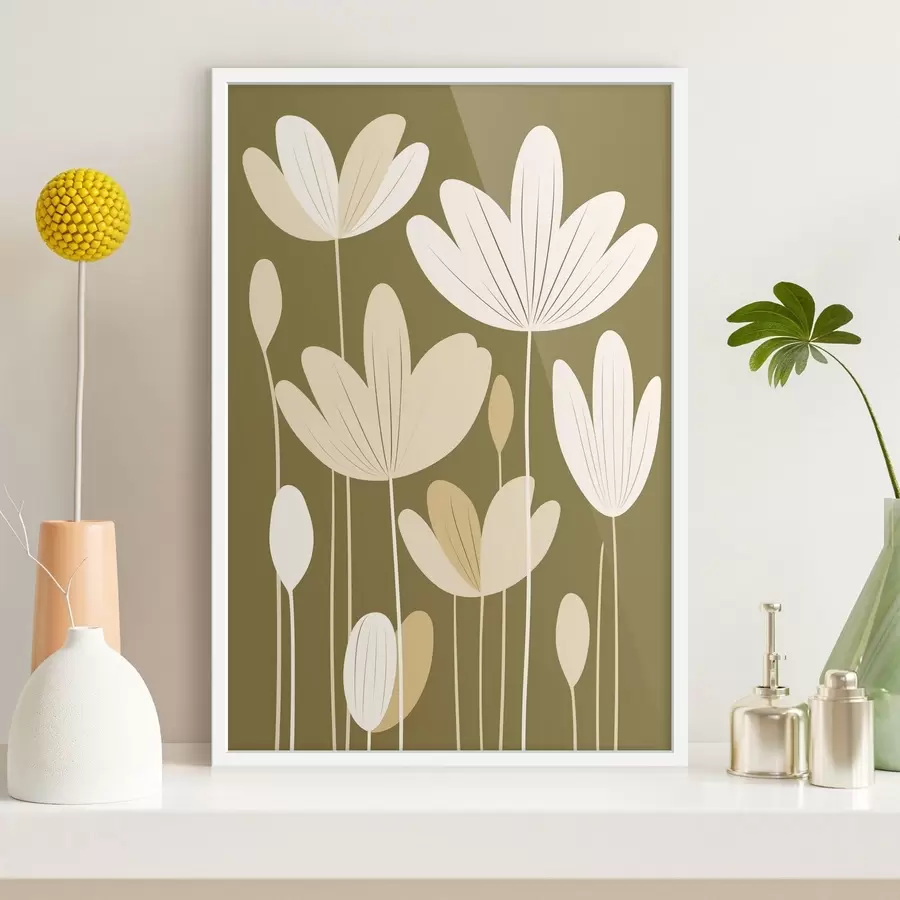 Papier peint Fleurs stylisées dans un style minimaliste f48349