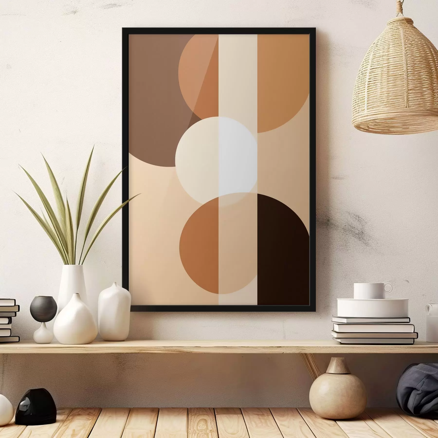 Papier peint Cercles et formes géométriques dans des tons chauds f48350