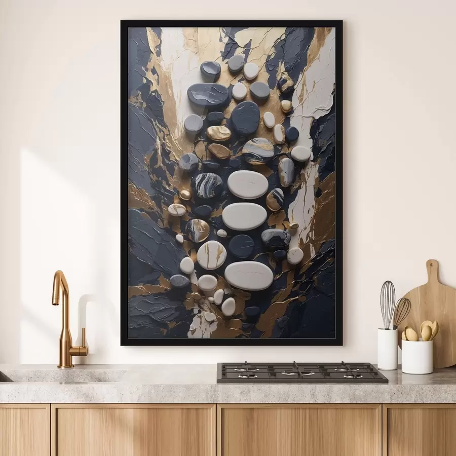 Papier peint Composition abstraite de pierres dans des tons bleu foncé f48357