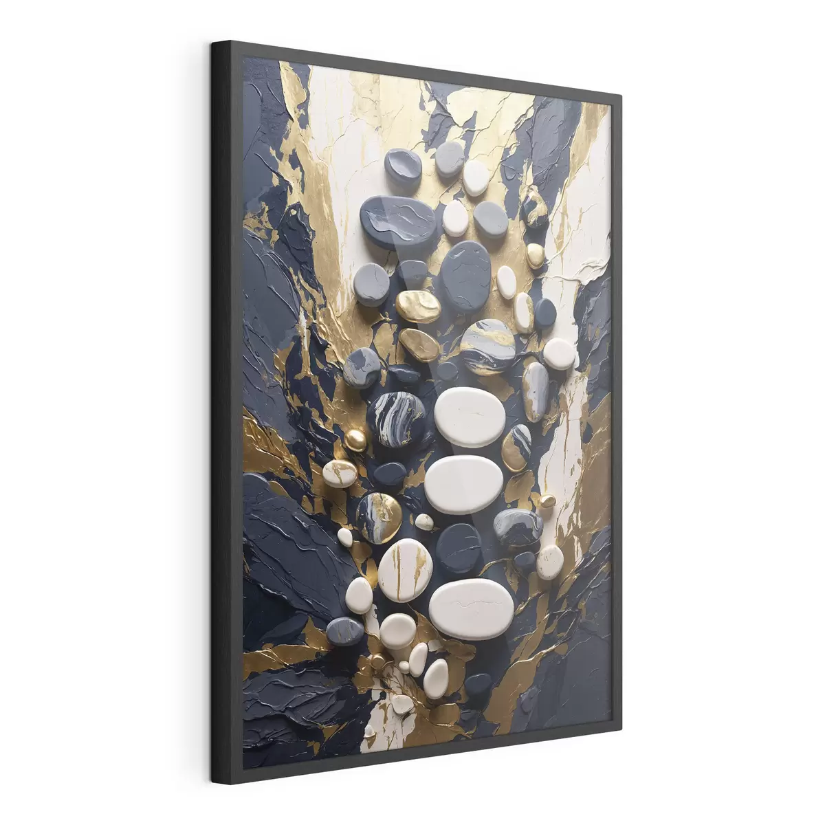 Poster Composition abstraite de pierres dans des tons bleu foncé f48357