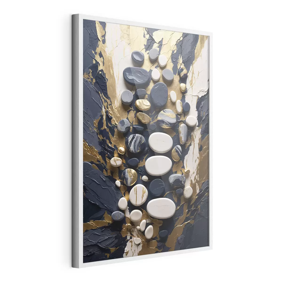 Poster Composition abstraite de pierres dans des tons bleu foncé f48357