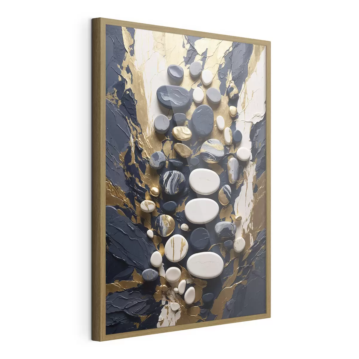 Poster Composition abstraite de pierres dans des tons bleu foncé f48357