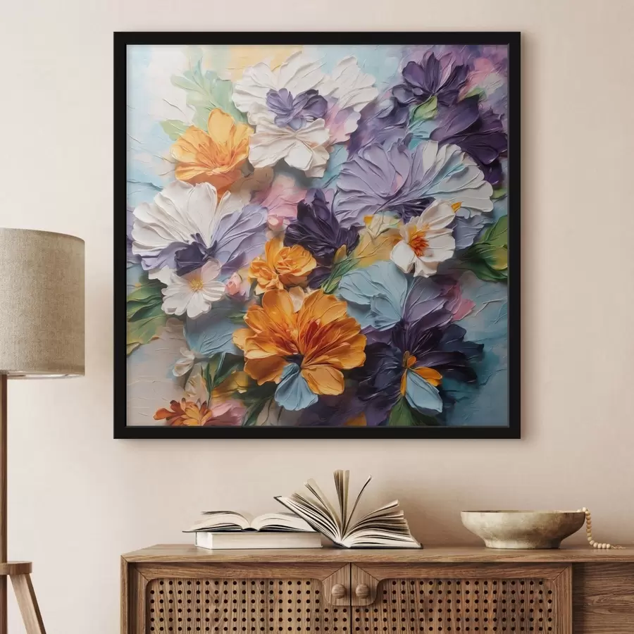 Papier peint Des fleurs aux couleurs vives et aux textures variées sur un fond pastel f48363