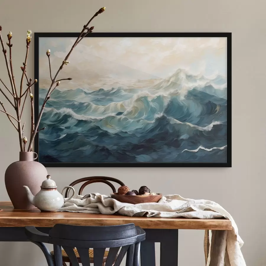 Papier peint Des vagues océaniques dans un style pictural f48490