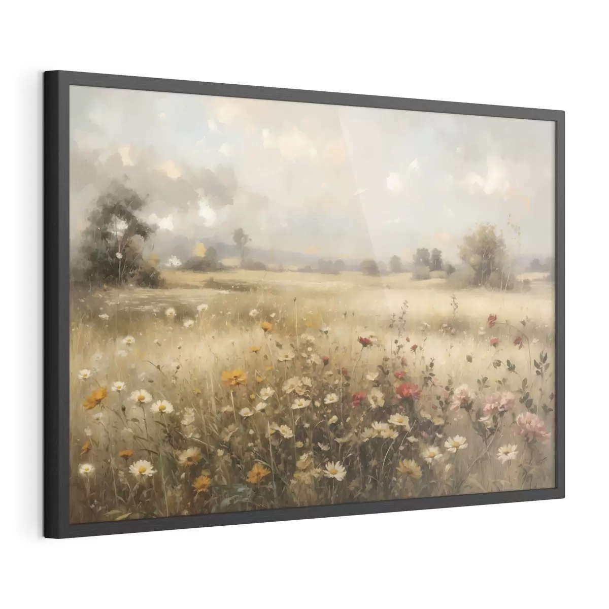 Poster Champ de fleurs sauvages baigné d'une douce lumière f48491