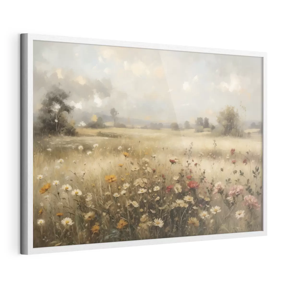 Poster Champ de fleurs sauvages baigné d'une douce lumière f48491