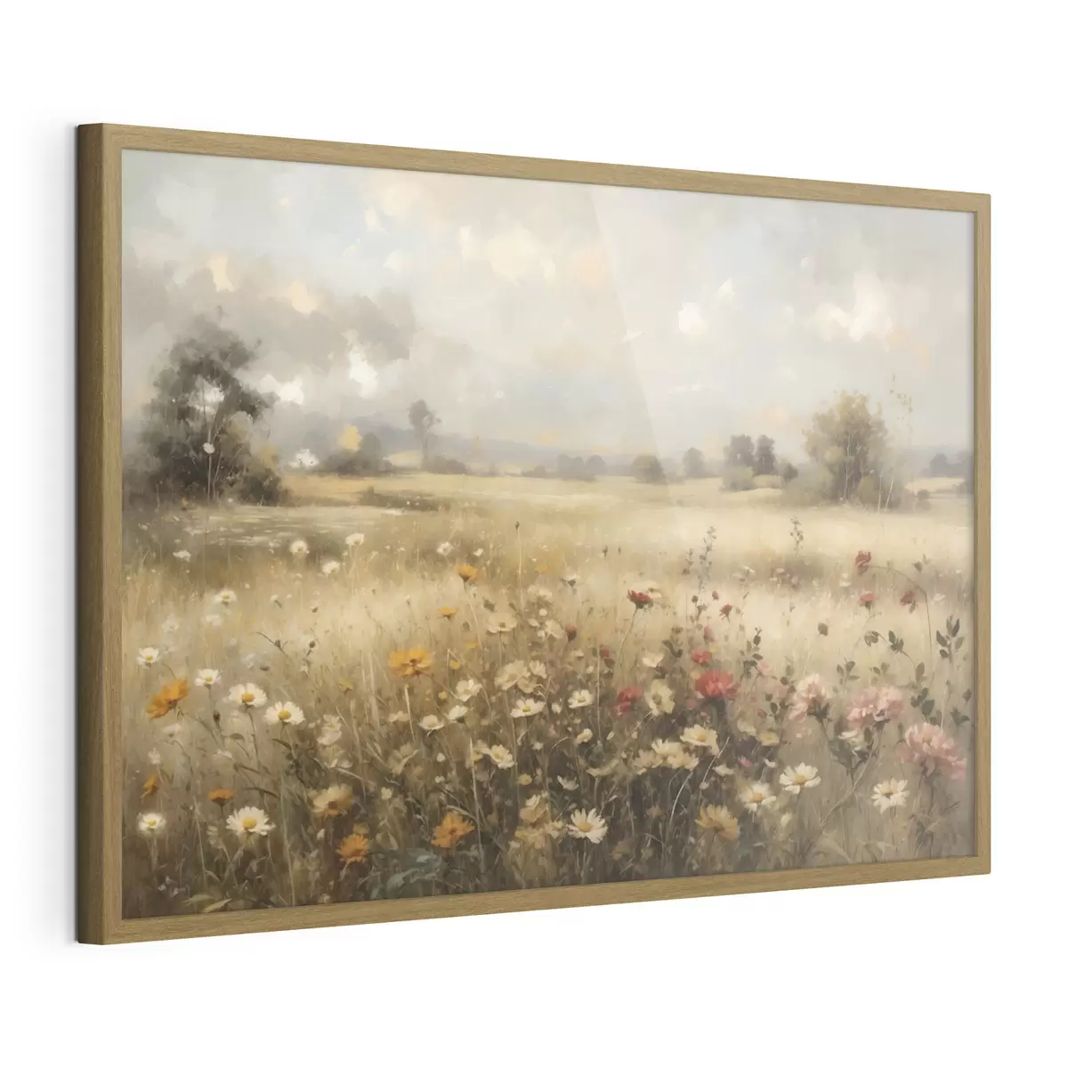 Poster Champ de fleurs sauvages baigné d'une douce lumière f48491