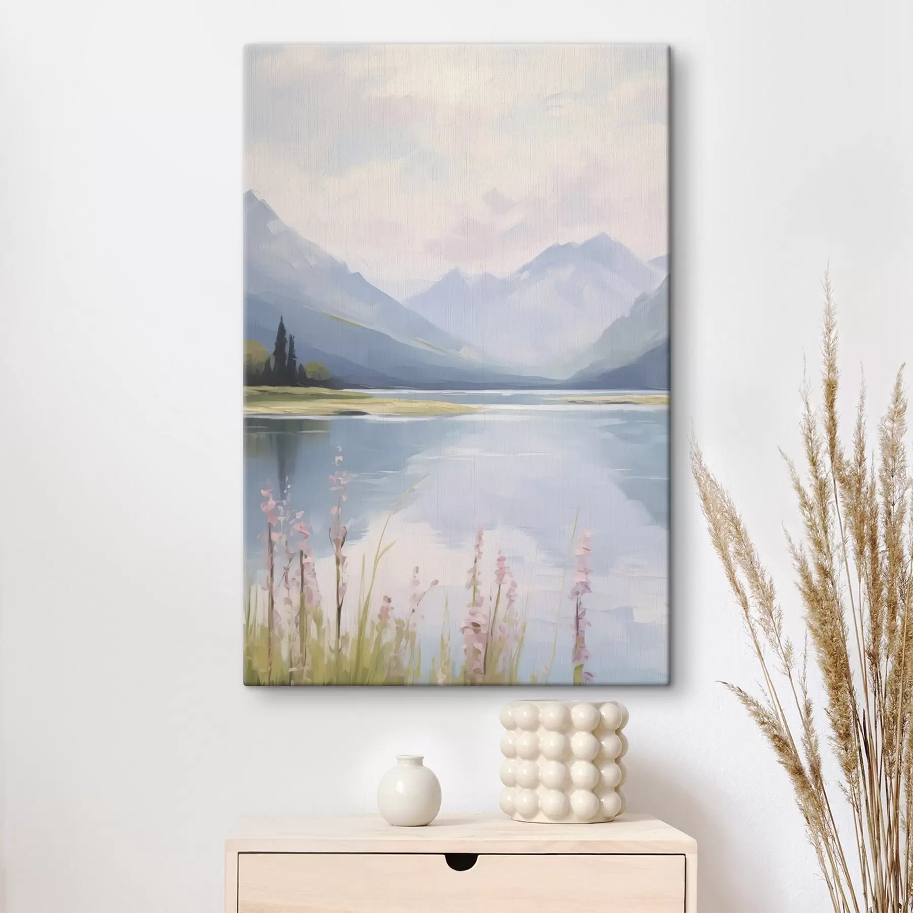 Tableau Lac près des montagnes imitation de peinture s48503