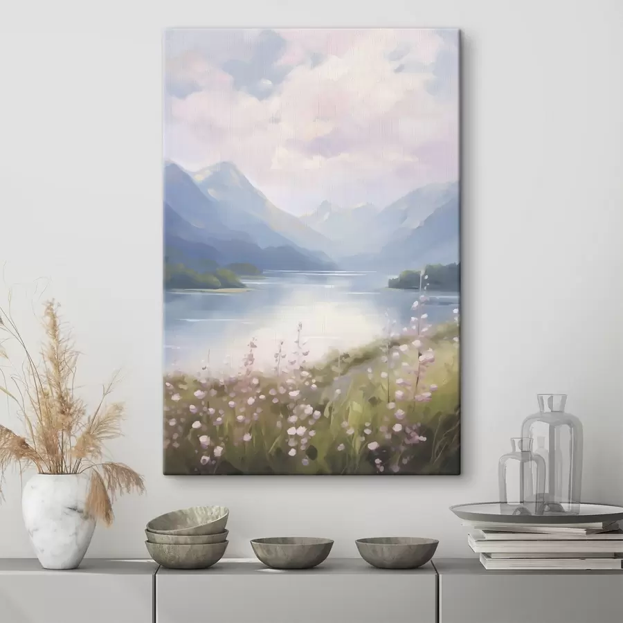 Tableau Peinture représentant un lac de montagne s48504