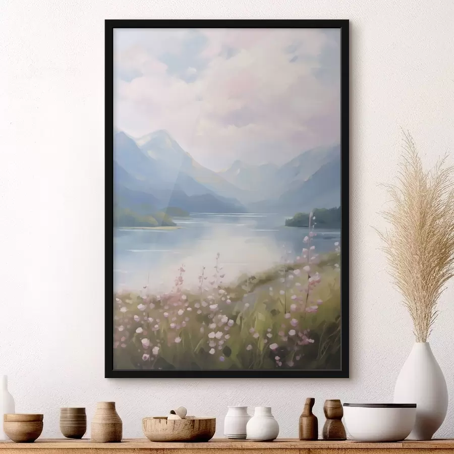 Papier peint Peinture représentant un lac de montagne f48504